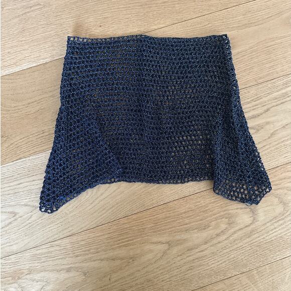 No Brand - Sheer Net Mini Skirt Swim Cover Up in Navy Sparkle - Picture 1 of 3